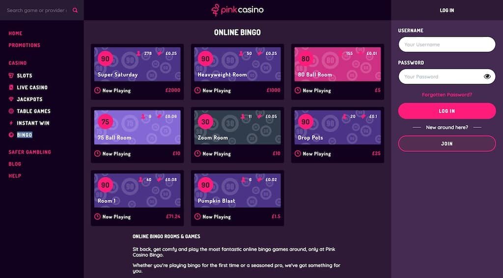 Pink Casino bingo